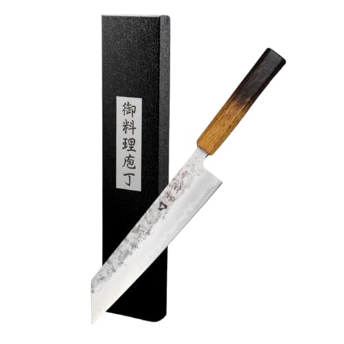 Kadoki SLD Washiji-Kiritsuke Messer-215mm - Gebrannte-Eiche Griff - Japanisches-Küchenmesser - Proffessionelles Allzweckmesser - Inkl. Geschenkverpackung von Kadoki