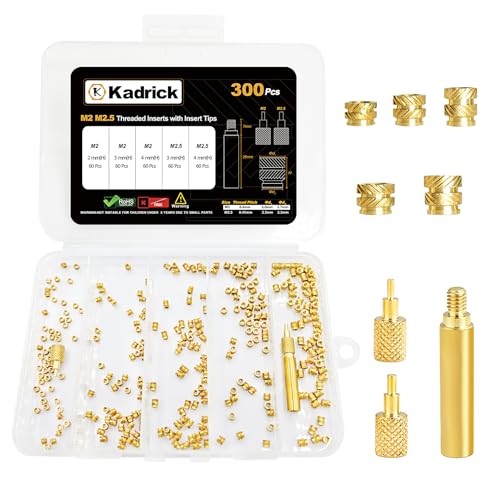 M2 M2,5 Gewindeeinsätze für Kunststoff mit Heatset-Spitzen, M2 und M2,5 Heat Set Einsätze, Messingeinsätze für 3D-Pringting von Kadrick