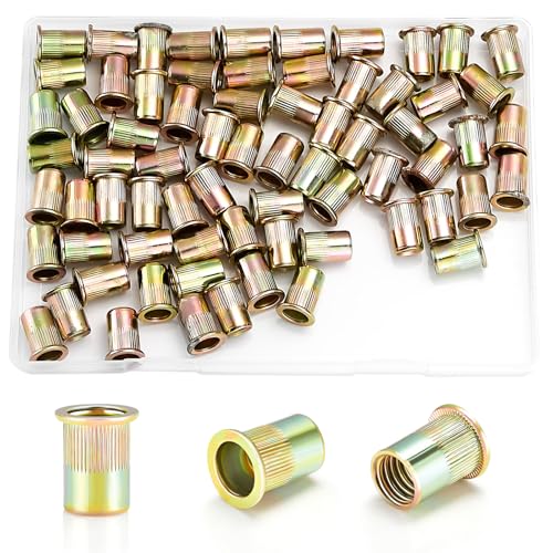 Nietmuttern, 5/16 Zoll - 18 Stück, Karbonstahl, 5/16 Zoll UNC-Nietmuttern, verzinkte Gewindeeinsatz, RIV-Mutter, 5/16 Flachkopfmuttern von Kadrick