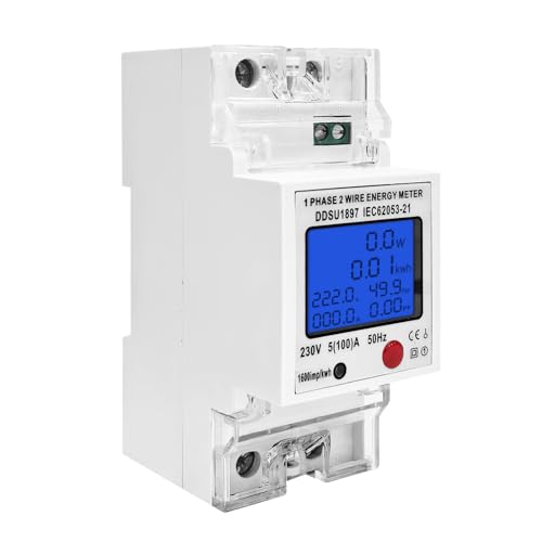 Kadryxon Stromzähler Hutschiene 1 Phasig, Digitaler Energiezähler 6in1, 230V 100A Wechselstromzähler KWh Zähler, Amperemeter Voltmeter Din, Geschlossenem Typ CT Kadryxon Stromzähler Hutschiene 1 Phasig, Digitaler Energiezähler 6in1, 230V 100A Wechselstromzähler KWh Zähler, Amperemeter Voltmeter Din, Geschlossenem Typ CT von Kadryxon