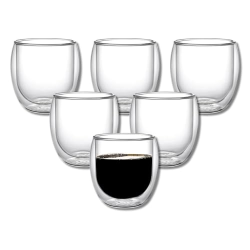 Kadum 6er Set doppelwandige Kaffeegläser 310 ml | Thermotasse Doppelwandig Set | Thermogläser Teegläser Kaffeegläser Kaffee Tee | Geschenkkarton | Spülmaschinengeeignet von Kadum