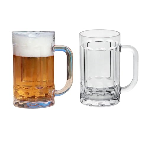 Kadum Outdoor Bierglas | 420 ml bruchfest 2er Set | Bierkrug mit Henkel bruchsicher | Campingglas Kunststoff Polycarbonat | perfekt für Garten Picknick Terrasse Bar Garten von Kadum