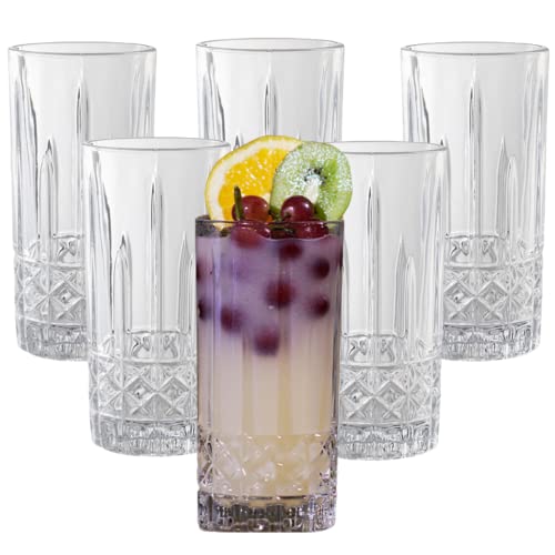 Kadum Longdrinkgläser 360 ml | 6er-Set Cocktailglas | Trinkgläser Saftgläser Kristallgläser Wassergläser | Spülmaschinenfest | Bargläser Gingläser Latte Macchiato von Kadum