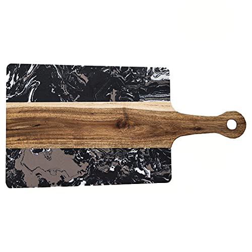 Kadum Schneidebrett Servierbrett Frühstück Marmorbrett Küchenbrett Käseplatte Akazienholz, 42 x 21,5 x 1,4 cm, rustikal, langlebig von Kadum