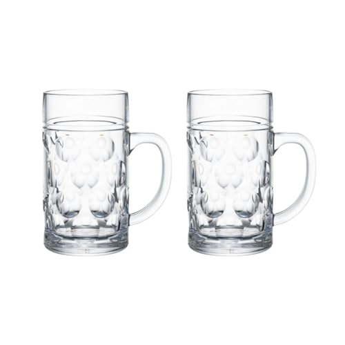 Kadum bruchfeste Biergläser | 2x Bierkrug aus Polycarbonate | Biermaßkrug Oktoberfest Maßkrug | 2-teilige große Kunststoffgläser (1300) von Kadum