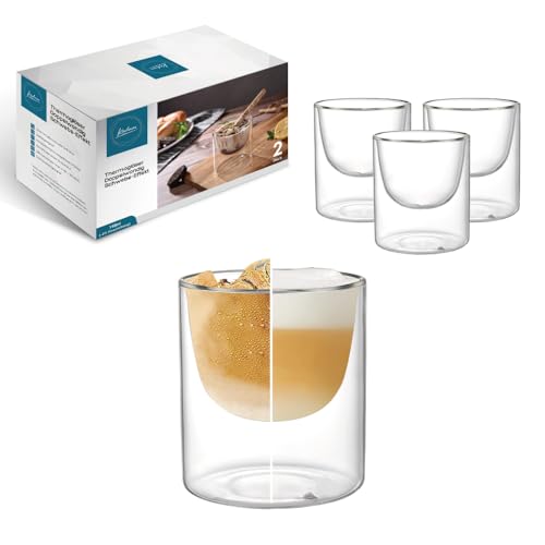 Kadum doppelwandige Dessertgläser 4er Set 140 ml Schwebende Müslischalen im Geschenkkarton Perfekte Geschenkidee Spülmaschinengeeignet Modell Pieris von Kadum