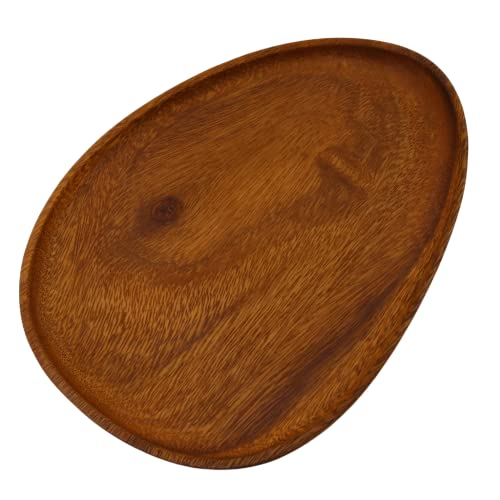 Kadum ovale Servierteller riesig aus Akazienholz – Servierschale für Dessert, Obst, Salat, Snacks - Handgefertigt – Serviertablett Ø 26 cm- Tablett Holzteller Natur von Kadum