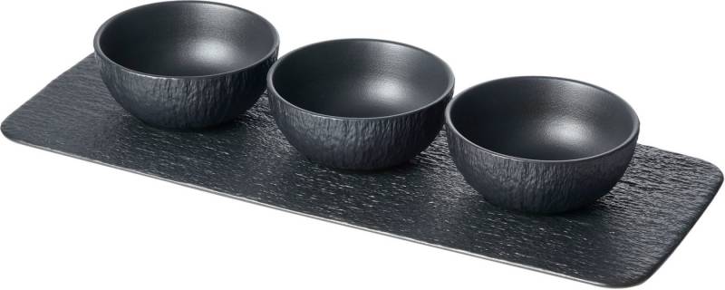 Käfer Dipschale, Steinzeug, (Set, 4-tlg), Kaolin, zweifach gebrannt, je 9 cm Ø, 120 ml, Platte: 28 x 17 cm von Käfer
