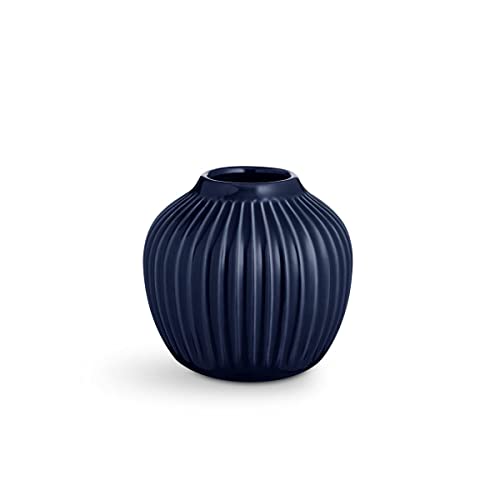 Kähler Vase H13 cm Hammershøi dänisches Design für Blumen Handarbeit, dunkelblau von HAK Kähler