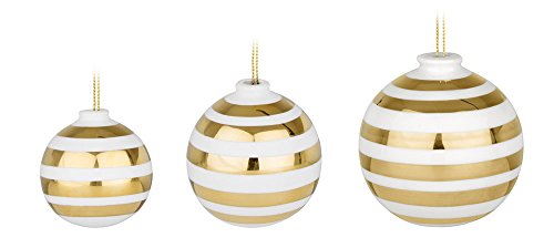 Kähler, Designer Special - Omaggio Christbaumkugeln im 3er Set aus Keramik in Gold, Ø4, Ø5, Ø6 von HAK Kähler