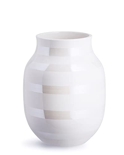Kähler Vase H20 cm Omaggio Originaldesign mit handgemalte Streifen, Weiss von HAK Kähler