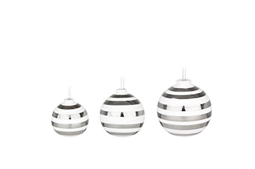 Kähler, Designer Special - Omaggio Christbaumkugeln im 3er Set aus Keramik in Silber, Ø4, Ø5, Ø6 von HAK Kähler