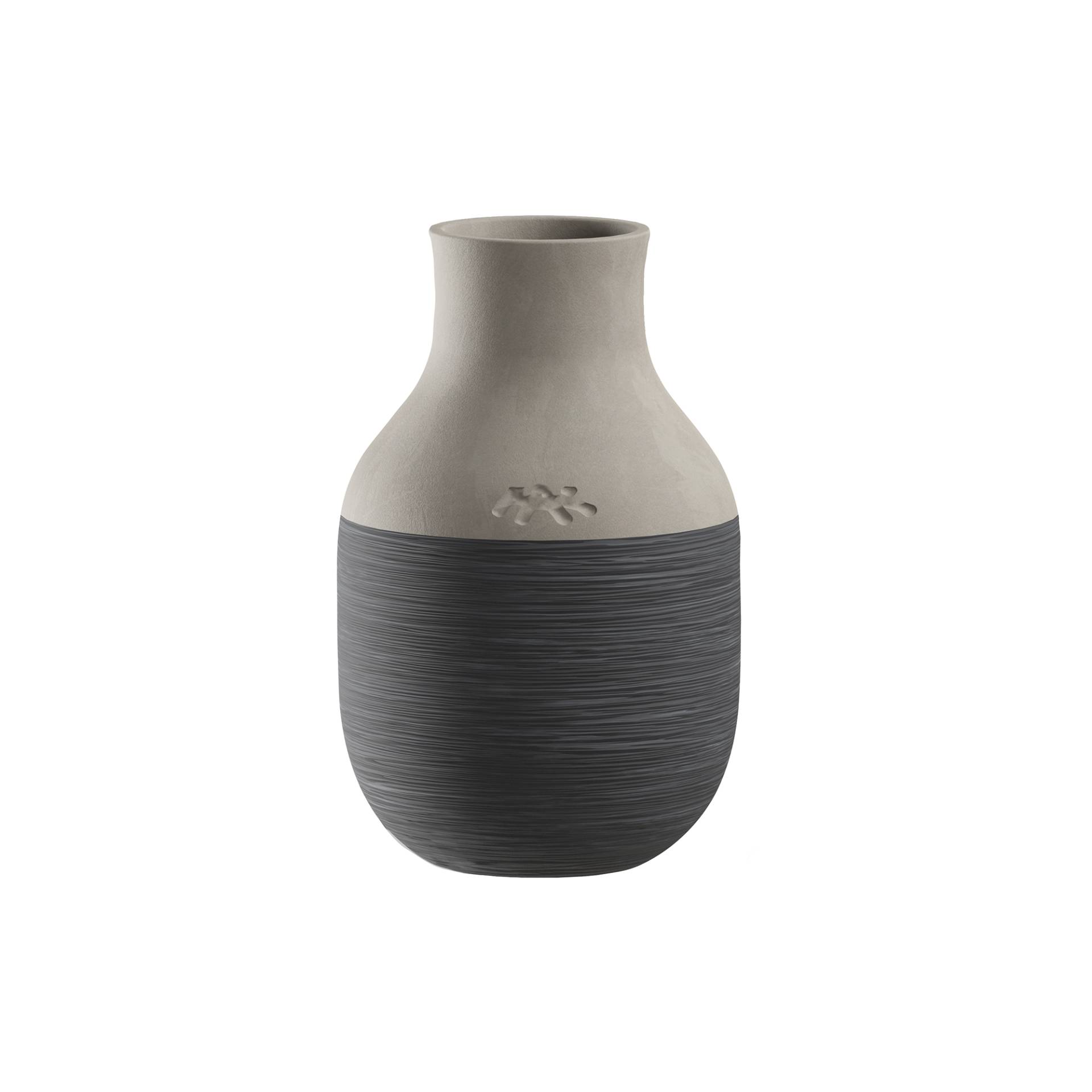 Kähler - Omaggio Circulare Vase H 12,5cm - anthrazit/hellgrau/H 12,5cm / Ø 8cm/Jedes Stück ein Unikat von Kähler