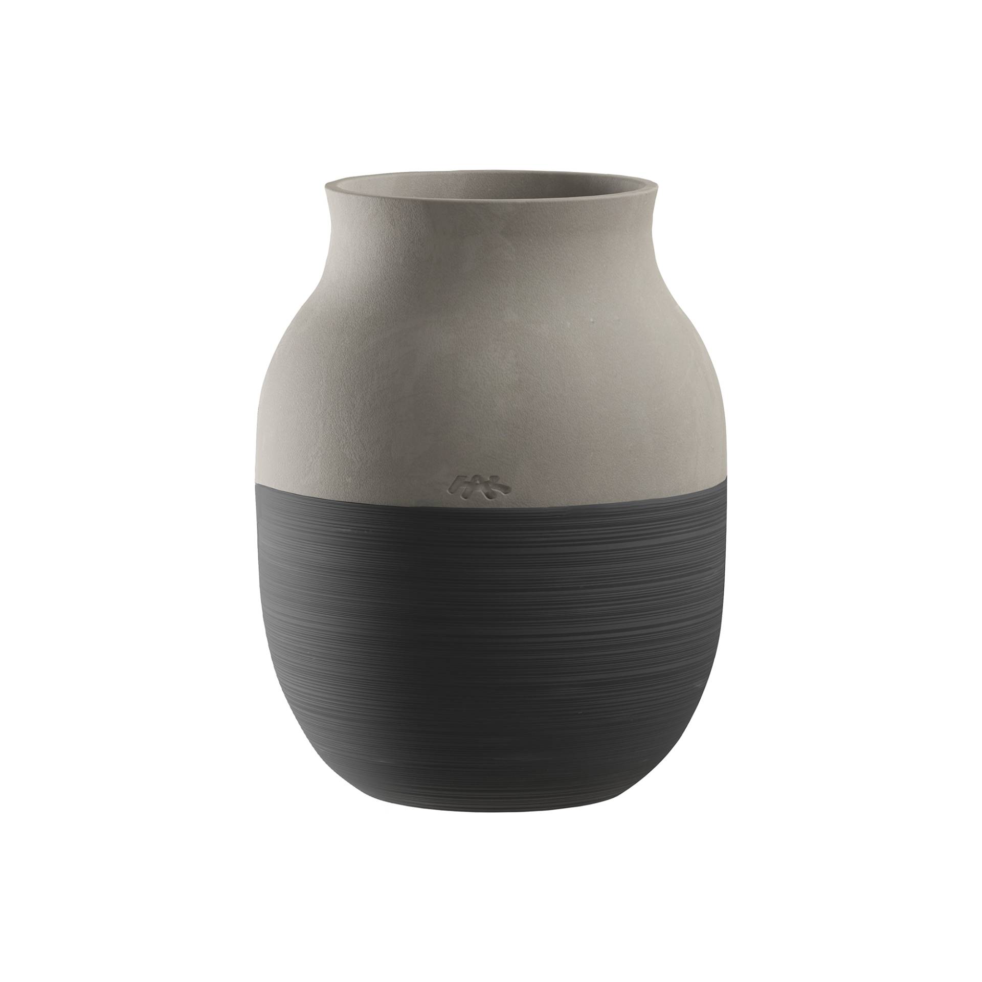 Kähler - Omaggio Circulare Vase H 20cm - anthrazit/hellgrau/H 20cm / Ø 16cm/Jedes Stück ein Unikat von Kähler