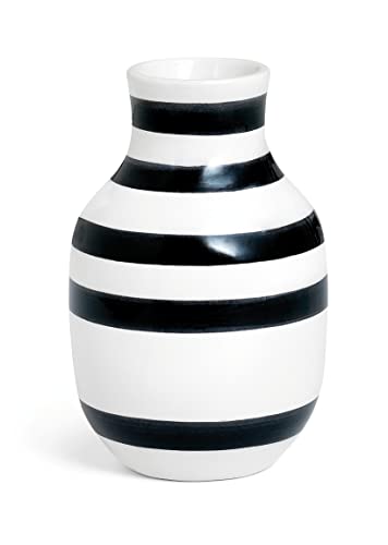 Kähler Vase H12.5 cm Omaggio Originaldesign mit handgemalte Streifen, schwarz von HAK Kähler