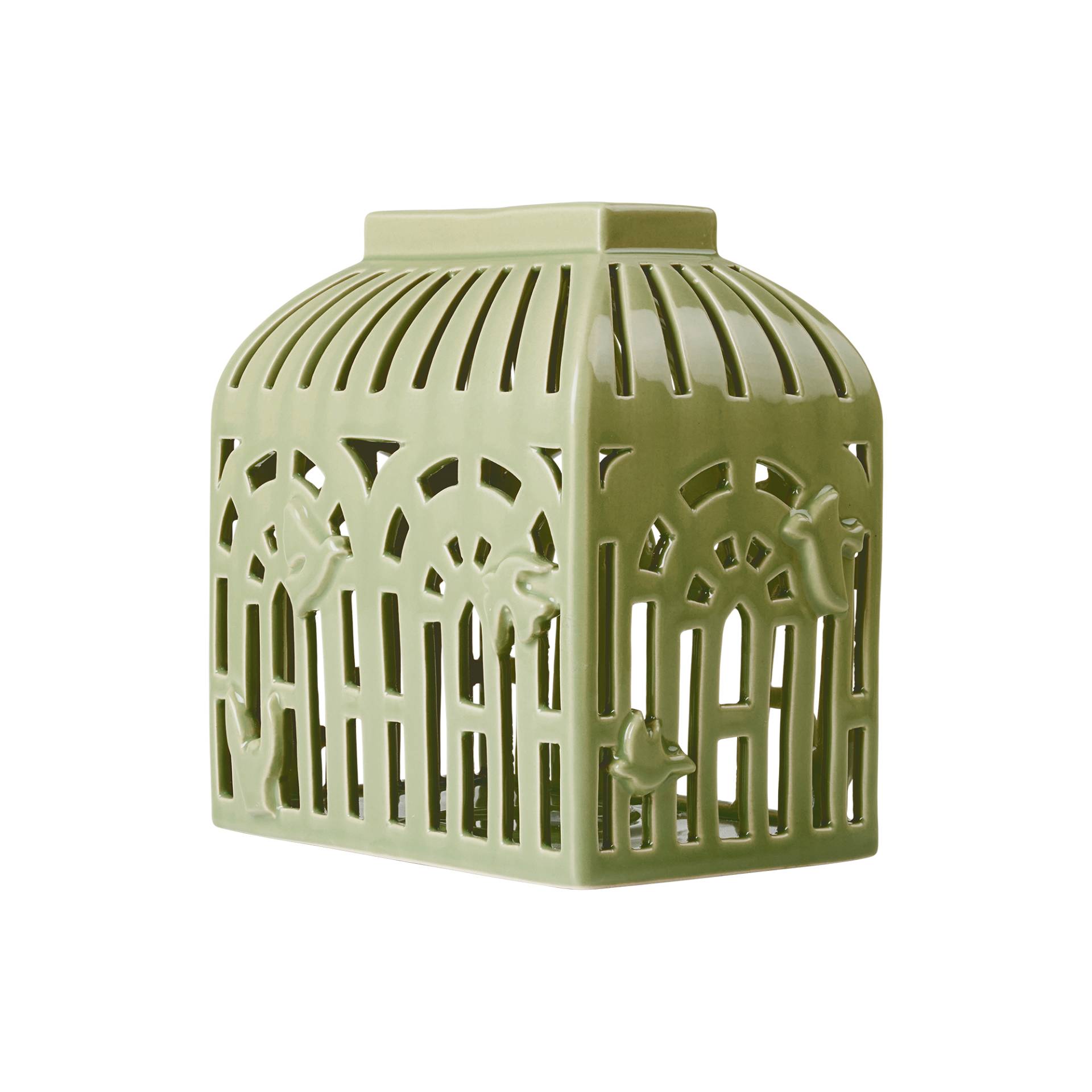 Kähler - Orangery Lichthaus Teelichthalter H 16cm - spring leaf/BxHxT 16x16x10cm/mit einem feuchten Tuch abwischen von Kähler