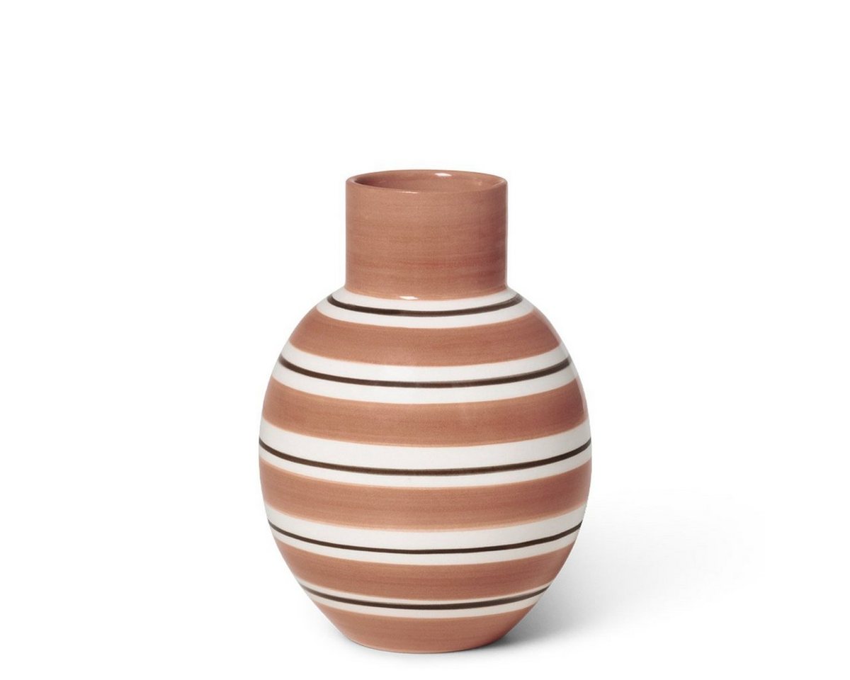 Kähler Tischvase Omaggio Nuovo Terrakotta 14,5 cm, Bauchige Vase mit Streifen, Designer Dekovase von Kähler