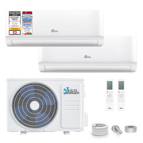 Kältebringer Multisplit Klimaanlage 2 Innengeräte - 18000 BTU - 5,3 kW - Inverter Klimagerät mit Heizfunktion, WiFi und App - sehr leise & energiesparend - Kühlen, Heizen, Lüften, Entfeuchten Kältebringer Multisplit Klimaanlage 2 Innengeräte - 18000 BTU - 5,3 kW - Inverter Klimagerät mit Heizfunktion, WiFi und App - sehr leise & energiesparend - Kühlen, Heizen, Lüften, Entfeuchten von Kältebringer