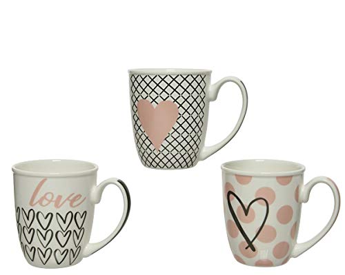Becher Kaffeetassen Glühwein Kaffeepott Teepott Porzellan Herzen Herz Design 3 er Set von Kaemingk