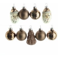 Christbaumkugeln Figuren Mix Walnussbraun aus Glas - 9er Set von Kaemingk