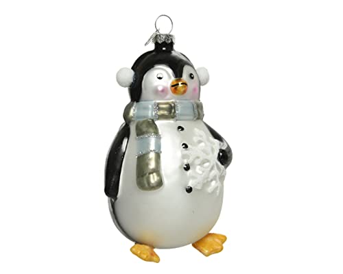 Christbaumschmuck Glas Pinguin 11,7cm Weihnachtskugeln Tiere mundgeblasen schwarz weiß von Kaemingk