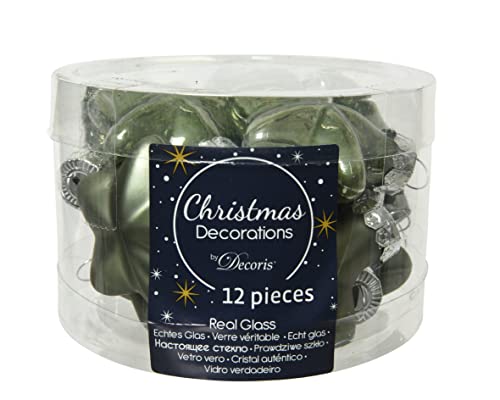 Christbaumschmuck Sterne Glas 4cm x 12 Stück Weihnachtskugeln Christbaumkugeln olivgrün Moosgrün von Kaemingk
