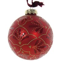 Decoris® Weihnachtskugel Rot mit goldfarbenen Ornamenten Ø 8 cm - Glas von Kaemingk