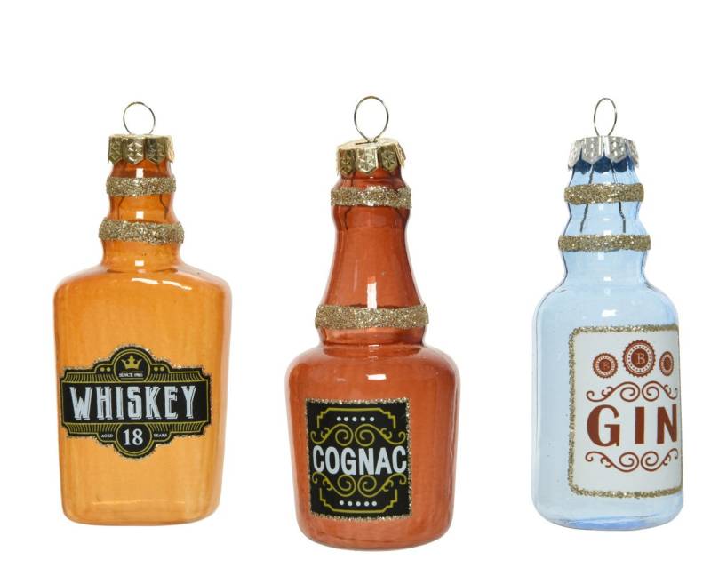 Decoris Weihnachtskugel aus Glas Flaschen 9 cm 2-fach sortiert von Kaemingk