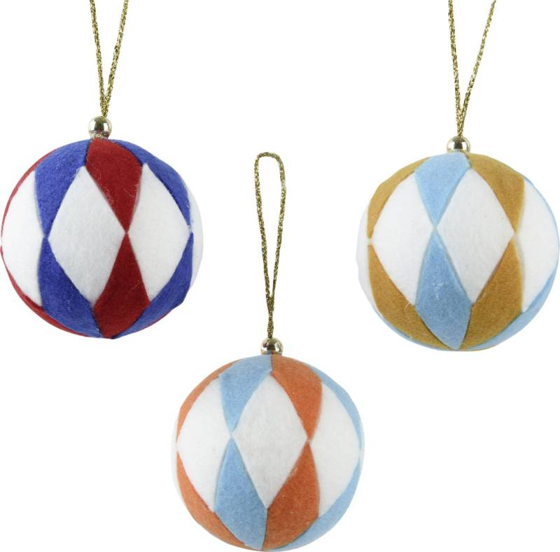 Decoris Weihnachtskugel aus Polyester Kugel 9 cm 3-fach sortiert von Kaemingk