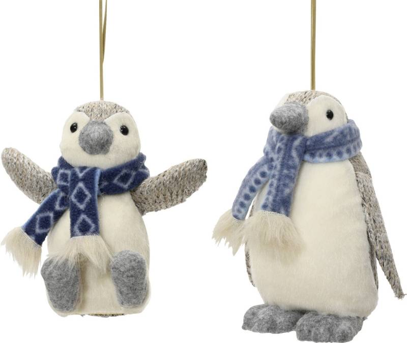 Decoris Weihnachtskugel aus Polyester Pinguin 16 cm 2-fach sortiert von Kaemingk