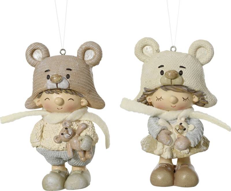 Decoris Weihnachtskugel aus Polyresin Kinder 10,5 cm 2-fach sortiert von Kaemingk