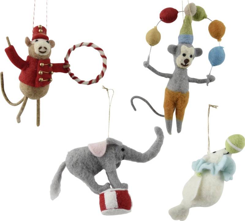 Decoris Weihnachtskugel aus Wolle Zirkustiere 17 cm 4-fach sortiert Decoris Weihnachtskugel aus Wolle Zirkustiere 17 cm 4-fach sortiert von Kaemingk