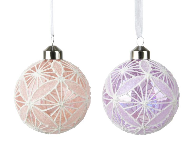Decoris Weihnachtskugeln aus Glas Ø 8 cm orange, lila von Kaemingk