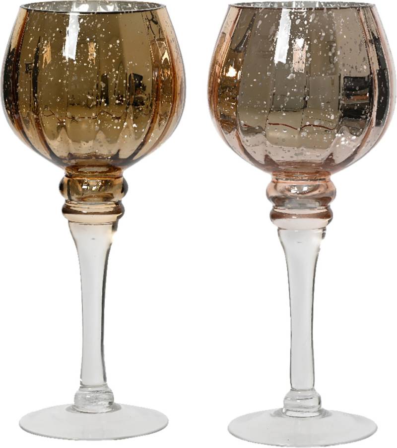 Deko Teelichthalter glas silber 10.5 x 10.5 x 25 cm von Kaemingk