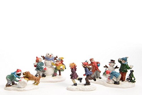 Figuren Dekofiguren Kinder Schneeballschlacht Tischdeko Weihnachten 2er Set von Kaemingk