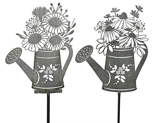 Gartenstab Gartenstecker Pflanzstecker Stab Zink grau Motiv Blumen Höhe 98 cm Stückpreis von Kaemingk