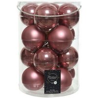 Glaskugeln zum Aufhängen, Samtrosa, Abm. 8 cm, 16er-Box von Kaemingk