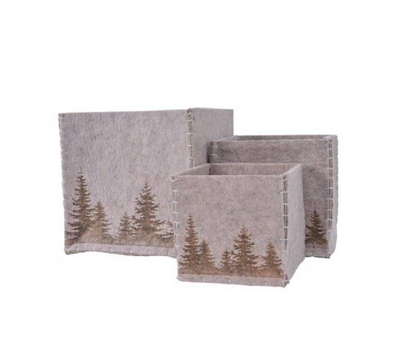 Kaemingk Aufbewahrungsdose Aufbewahrungsbox Polyester Ordnungsbox Bergszene braun 3-er Set von Kaemingk