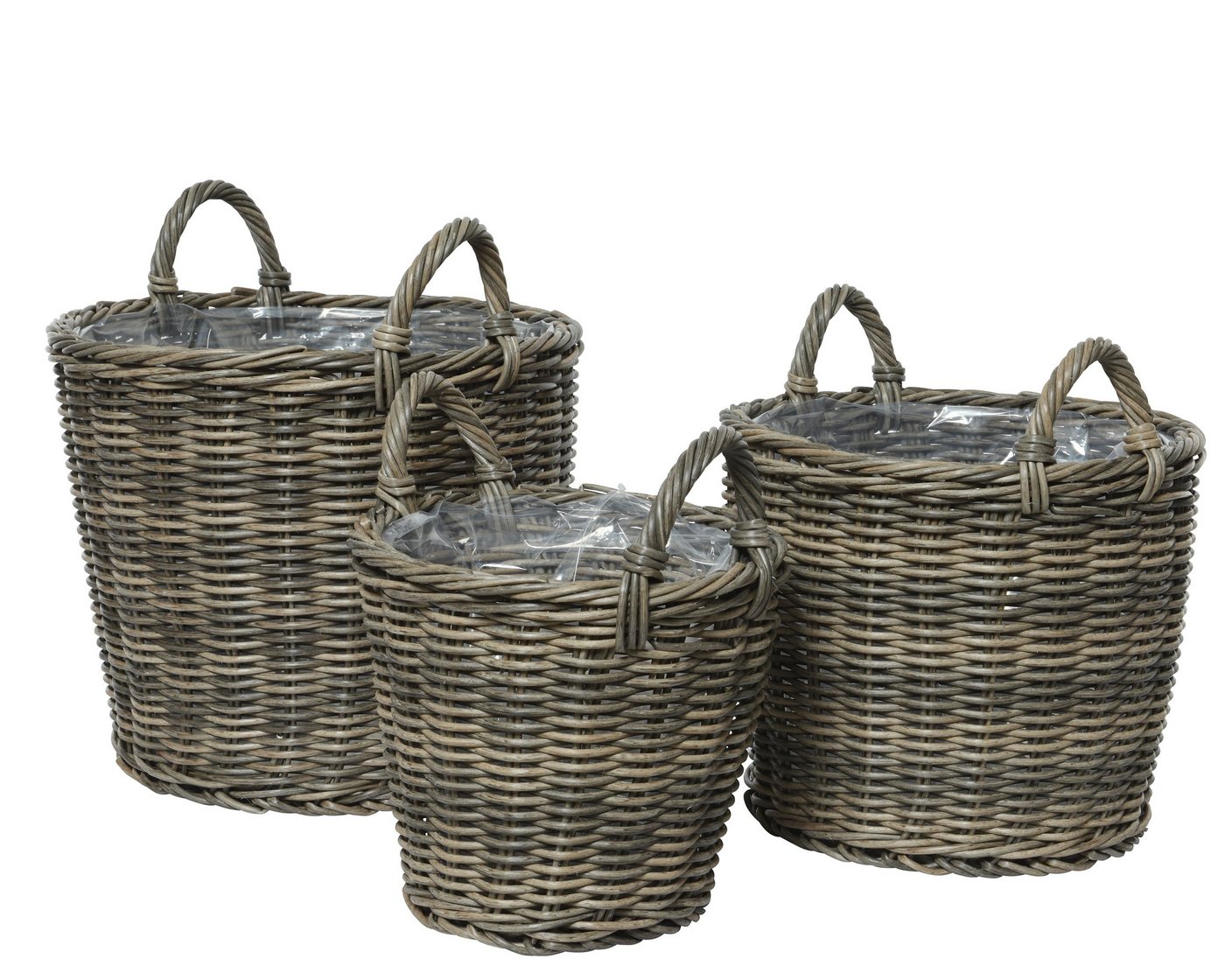 Kaemingk Blumentopf, Outdoor Blumentopf / Blumenkübel 32-42cm Kunststoff Grau 3er Set von Kaemingk