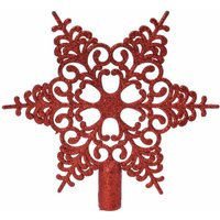 Kaemingk - Bruchfeste Weihnachtsbaumspitze Barock Stern Rot mit Glitter aus Kunststoff von Kaemingk