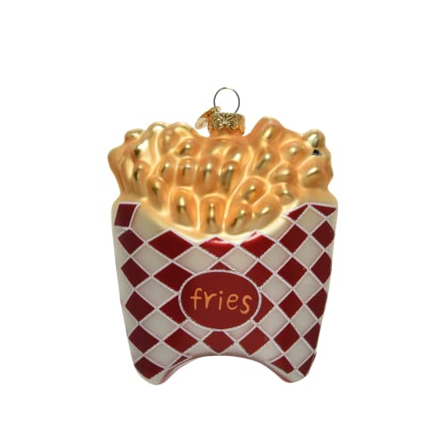 Kaemingk Christbaumschmuck Glas 11cm Pommes Frites Weihnachtskugeln Christbaumkugeln Essen mundgeblasen rot von Kaemingk