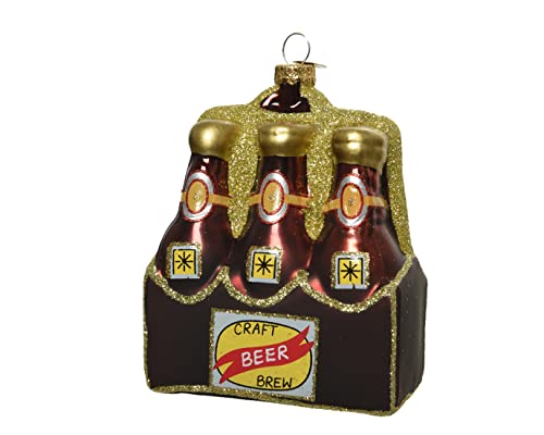 Kaemingk Christbaumschmuck Glas 11cm Sixpack mit Bierflaschen Weihnachtskugeln rotholz von Kaemingk