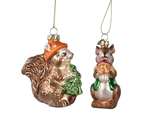 Kaemingk Christbaumschmuck Glas Eichhörnchen/Hase 11cm Weihnachtskugeln - Braun von Kaemingk