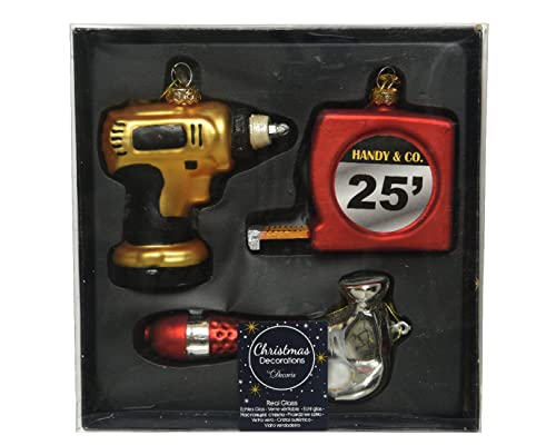 Kaemingk Christbaumschmuck Glas Heimwerker Werkzeug & Geräte Set 3-teilig 8cm Weihnachtskugeln rot Gold von Kaemingk
