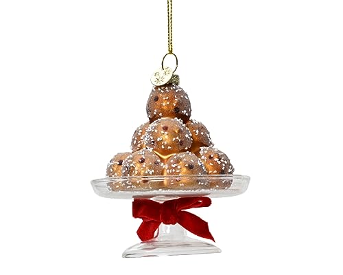 Kaemingk Christbaumschmuck Glas Pralinen auf Tortenständer 10cm braun rot - Baumschmuck Weihnachten von Kaemingk