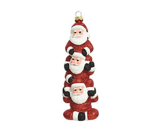 Kaemingk Christbaumschmuck Kunststoff 15cm Weihnachtsmann Trio Weihnachtskugeln bruchsicher rot von Kaemingk