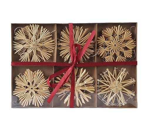 Kaemingk Christbaumschmuck Schneeflocken Stroh 11cm Natur 12er Set - natürlicher Weihnachtsbaumschmuck - Strohsterne Baumschmuck Weihnachten von Kaemingk