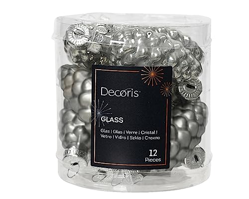 Kaemingk Christbaumschmuck Zapfen Glas 6cm x 12 Stück Weihnachtskugeln Christbaumkugeln Marmorgrau marmor grau - Silbergrau - Silber von Kaemingk