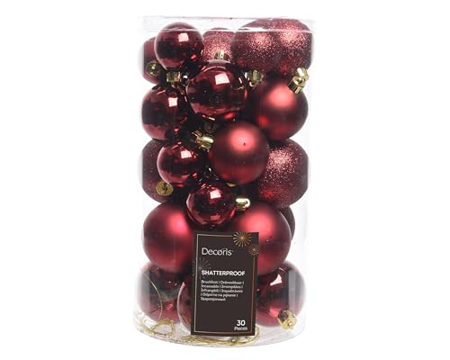 Kaemingk Decoris Weihnachtskugeln, bruchsicher, Ochsenblutrot, 30 Stück, Kunststoff Leder, Mehrfarbig, Einheitsgröße Kaemingk Decoris Weihnachtskugeln, bruchsicher, Ochsenblutrot, 30 Stück, Kunststoff Leder, Mehrfarbig, Einheitsgröße von Kaemingk