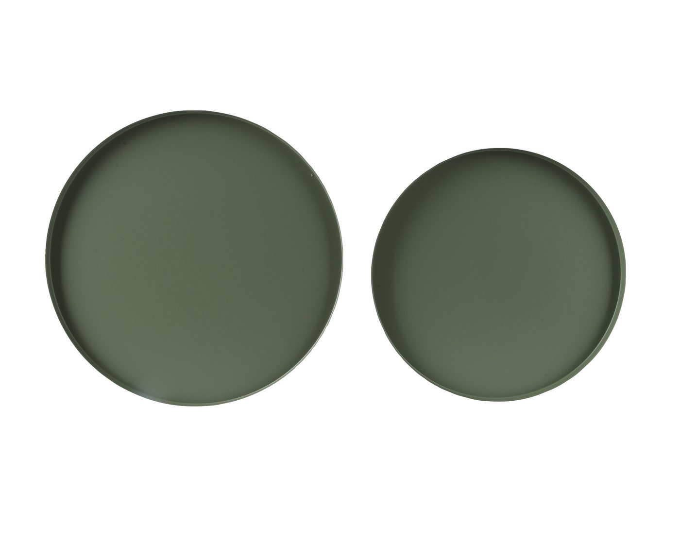 Kaemingk Dekotablett, Dekoratives Tablett rund 30-35cm Metall matt 2er Set - Grün von Kaemingk